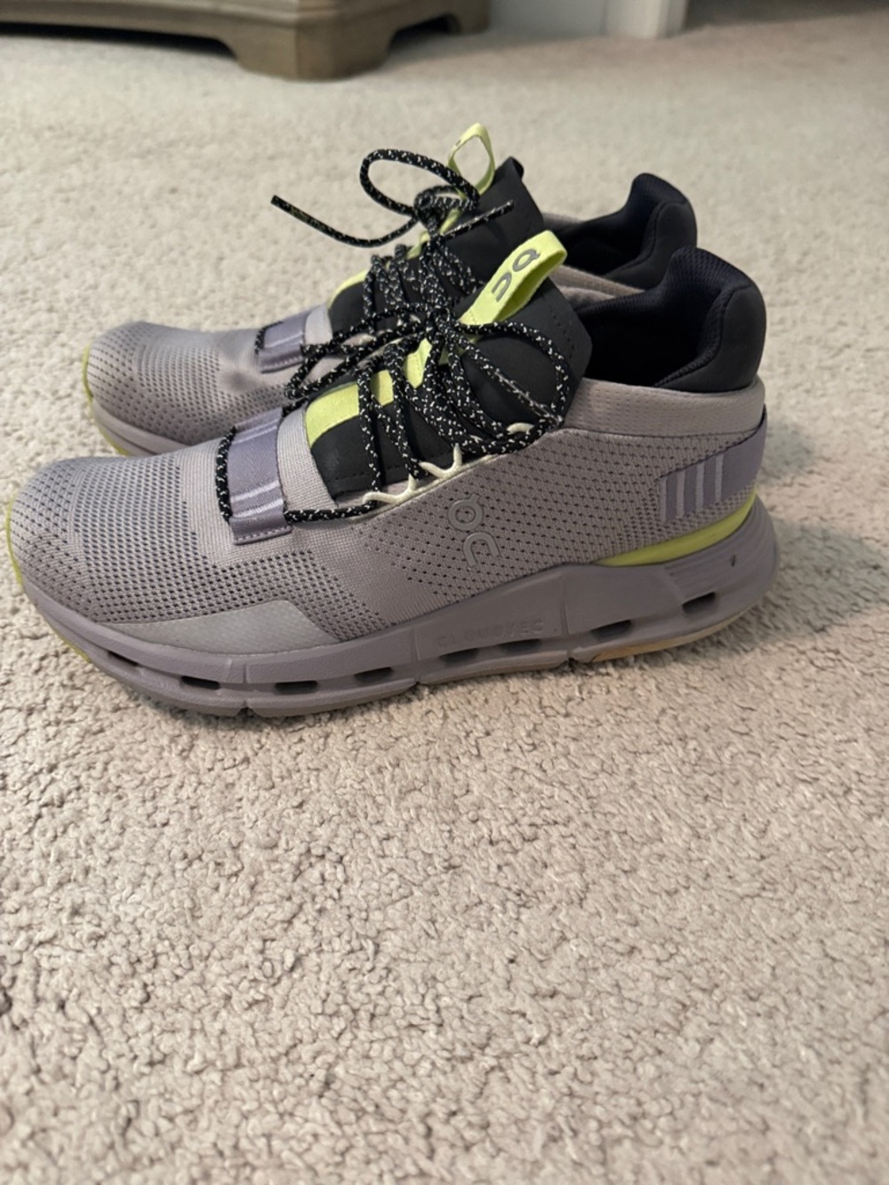 ON Cloudnova Running Shoes in Light Gray with YellowGreen Accent - Womens - Picture 4 of 8